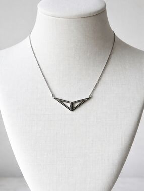 Chloe + Isabel Astra  Statement Necklace Silver Tone Crystal Geometric Pendant